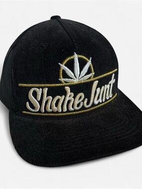ShakeJunt Black Snapback Hat with Gold & White Embroidery